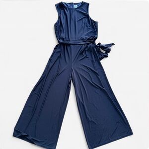 Black Anne Klein Jumpsuit Women’s Sz 18W Sleeveless Wide-leg Tie Waist Stretch